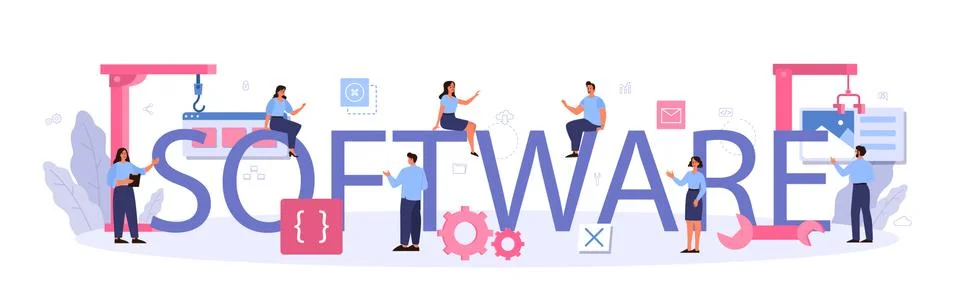 Software typographic header. Idea of programming and coding, Stock Illustration