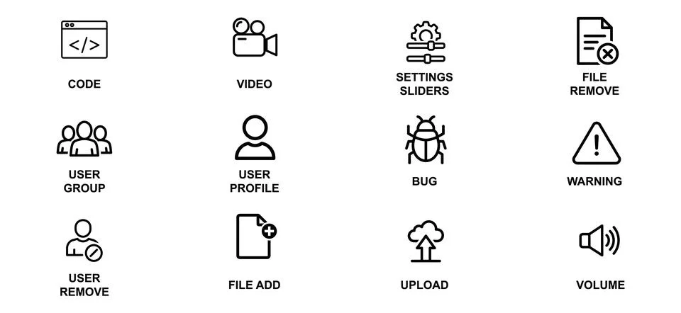 Software &amp; UI Line Icons Stock Illustration