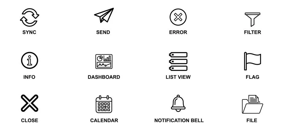 Software &amp; UI Line Icons Stock Illustration