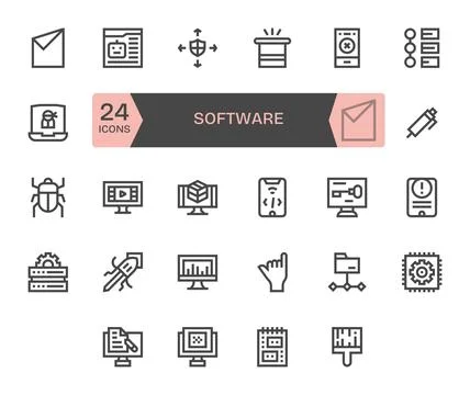 Software Ultimate Vector Package with 24 High Resolution Bold Line Display .. Illustrazione stock