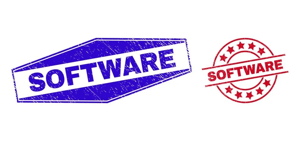 SOFTWARE Unclean Watermarks in Circle and Hexagon Shapes Stockillustratie