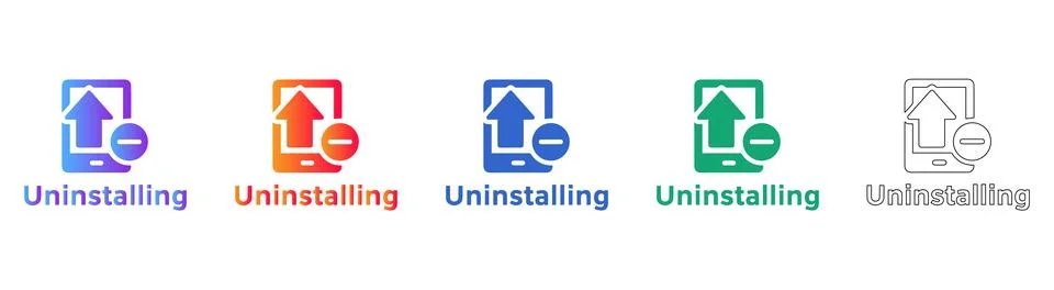 Software Uninstalling and Removal Process Icons Stock Illustration