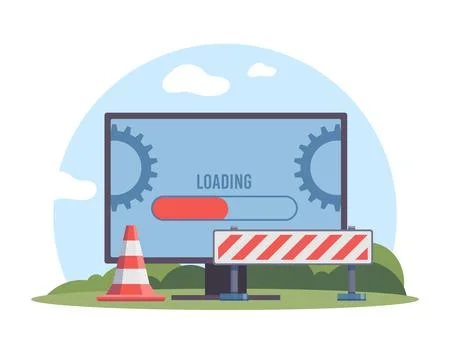 Software update and system maintenance. Loading progress bar status, website Stock Illustration