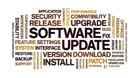 Software Update animated word cloud,animation kinetic typography seamless loop. Stock-Footage 328030170