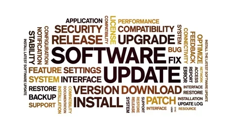 Software Update animated word cloud,animation kinetic typography seamless loop. Stock Footage 328030185