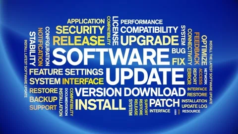 Software Update animated word cloud,animation kinetic typography seamless loop. Stock Footage 328033564