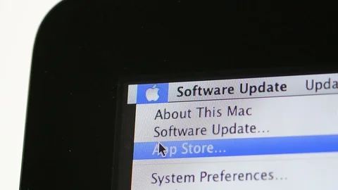 Software update App store Apple MacOS on iMac computers Stock Footage 103877582