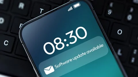 Software update available notification appearing on the smartphone screen, 4 Stock Footage 300866050