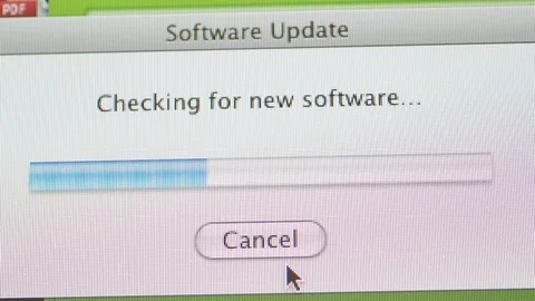 Software update bar seen on computer monitor display Stock Footage 99138358