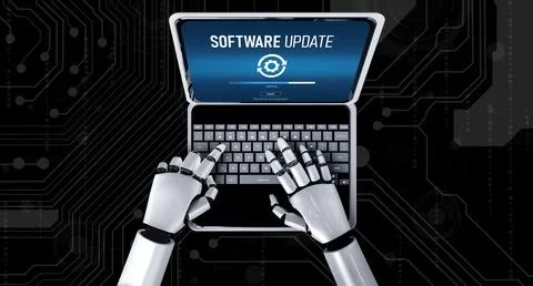 Software update on computer for modish version of device software Stock Illustration