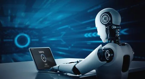 Software update on computer for modish version of device software Illustrazione stock