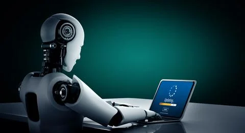 Software update on computer for modish version of device software Illustrazione stock