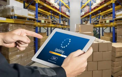 Software update on computer for modish version of device software 写真素材