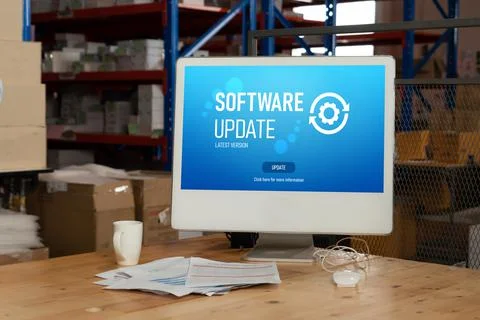 Software update on computer for modish version of device software 写真素材