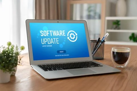 Software update on computer for modish version of device software Foto stock