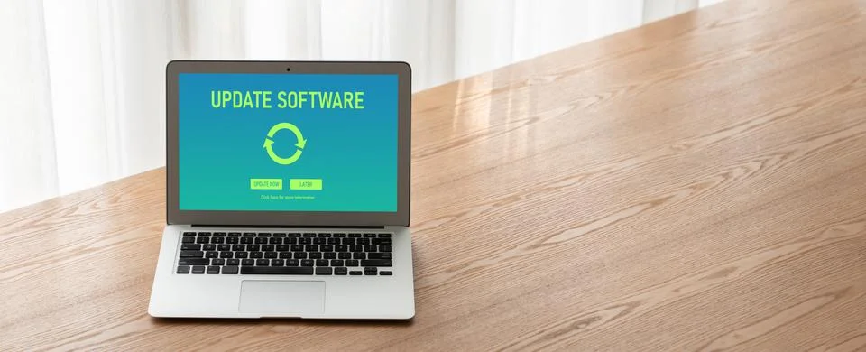 Software update on computer for modish version of device software Foto stock