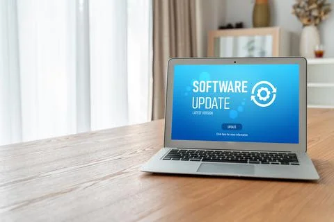 Software update on computer for modish version of device software 写真素材