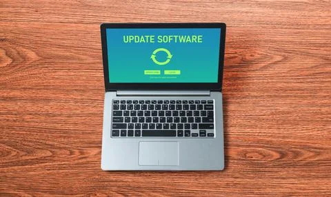 Software update on computer for modish version of device software Foto stock