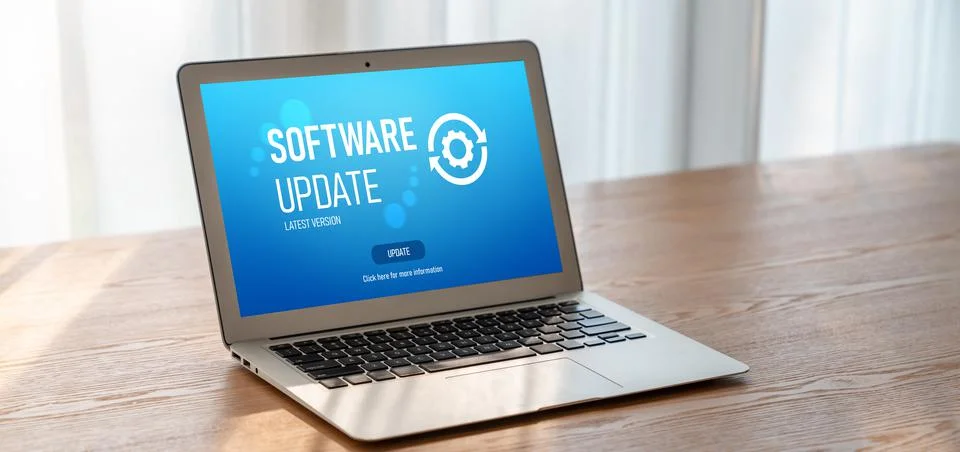 Software update on computer for modish version of device software 写真素材
