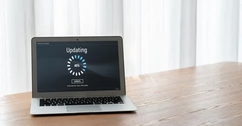 Software update on computer for modish version of device software 写真素材