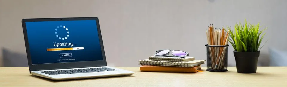 Software update on computer for modish version of device software 写真素材