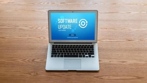 Software update on computer for modish version of device software Foto stock