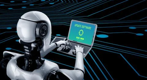 Software update on computer for modish version of device software 写真素材