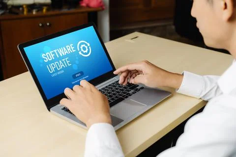 Software update on computer for modish version of device software 写真素材