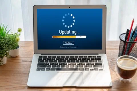 Software update on computer for modish version of device software 写真素材