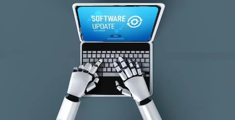 Software update on computer for modish version of device software Stock Photos