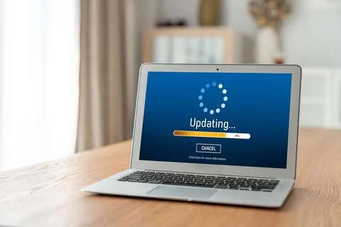 Software update on computer for modish version of device software 写真素材