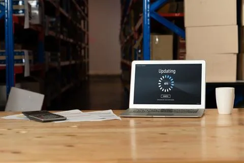 Software update on computer for modish version of device software Stock Photos