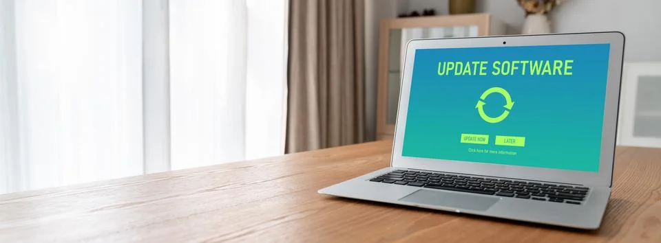 Software update on computer for modish version of device software Foto stock