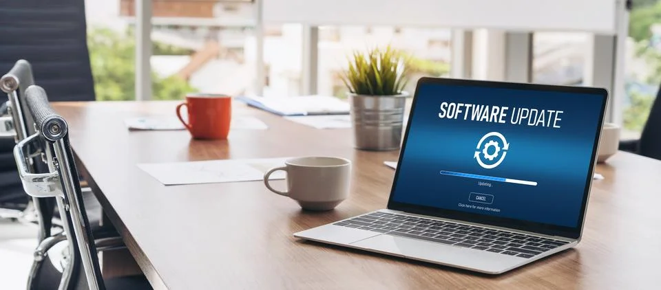 Software update on computer for modish version of device software 写真素材