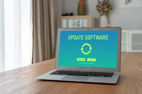 Software update on computer for modish version of device software Foto stock