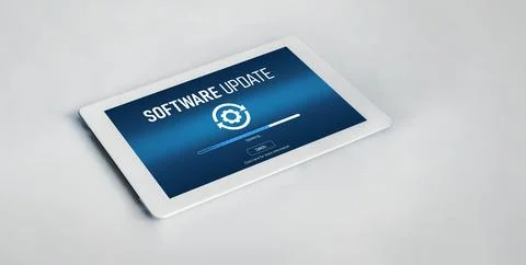 Software update on computer for modish version of device software 写真素材