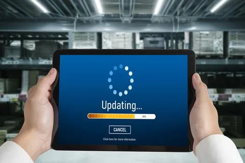 Software update on computer for modish version of device software Foto stock