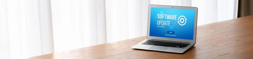 Software update on computer for modish version of device software Foto stock