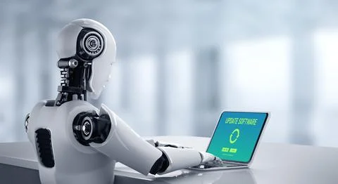 Software update on computer for modish version of device software Stock Photos