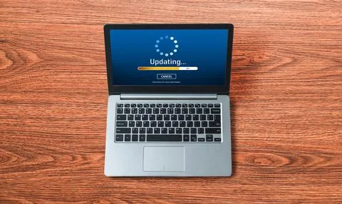 Software update on computer for modish version of device software 스톡 사진
