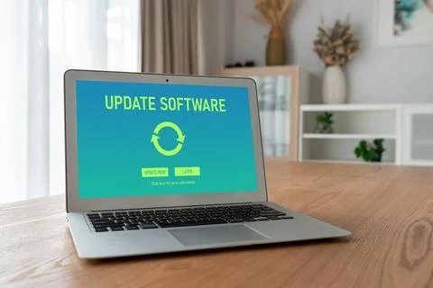 Software update on computer for modish version of device software Foto stock