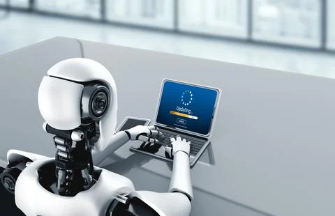 Software update on computer for modish version of device software Stock Photos