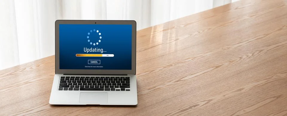 Software update on computer for modish version of device software Foto stock