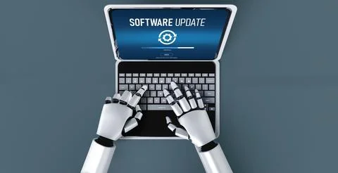Software update on computer for modish version of device software Foto stock