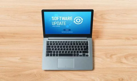 Software update on computer for modish version of device software Stock Photos
