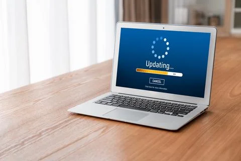 Software update on computer for modish version of device software 写真素材