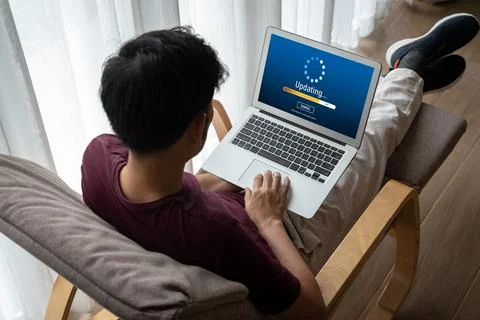 Software update on computer for modish version of device software 写真素材
