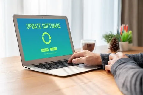 Software update on computer for modish version of device software 写真素材