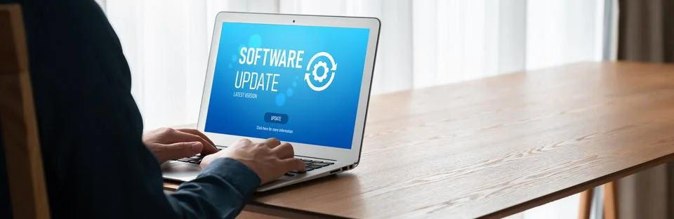 Software update on computer for modish version of device software 写真素材