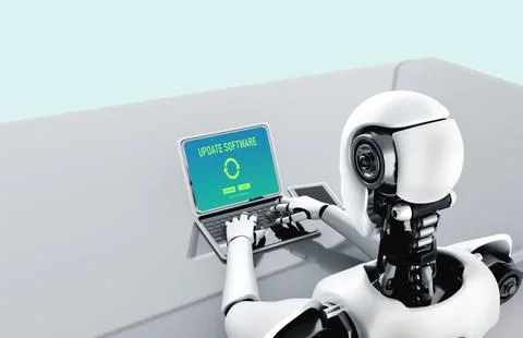 Software update on computer for modish version of device software 스톡 사진